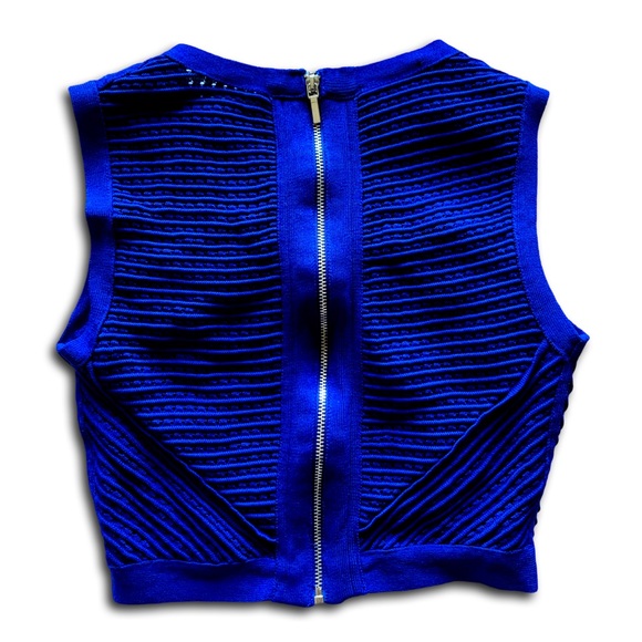 Bebe Vintage Ensemble Knit Skirt and Sleeveless Blue Bodycon Coordinating Top - Picture 3 of 6